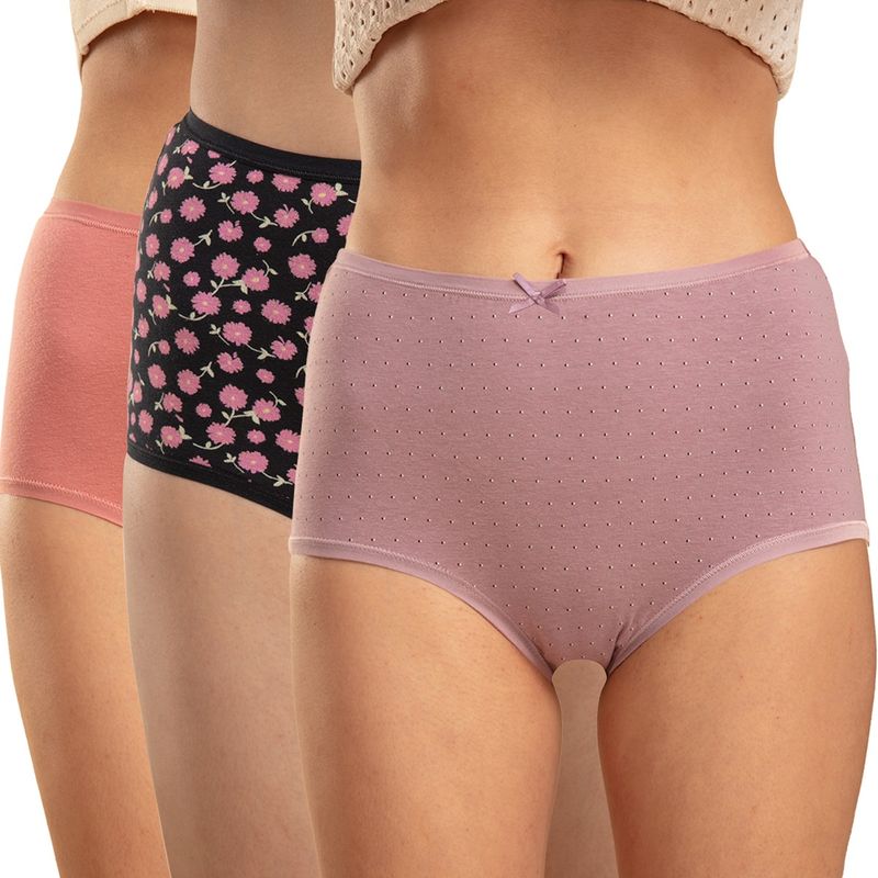 Nykd by Nykaa Brief Panty with Outer Elastic-NYP036-Assortment 3 Multi-Color (Pack of 3) (S)