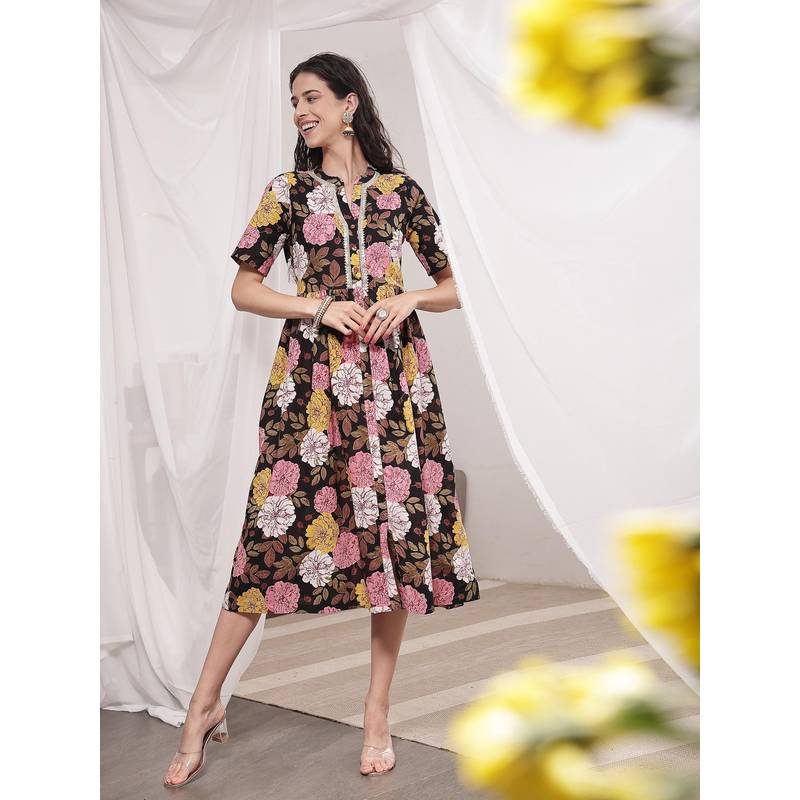 Zelena Wine Cotton Zipless Maternity and Nursing Dress with Metallic Lace (M)