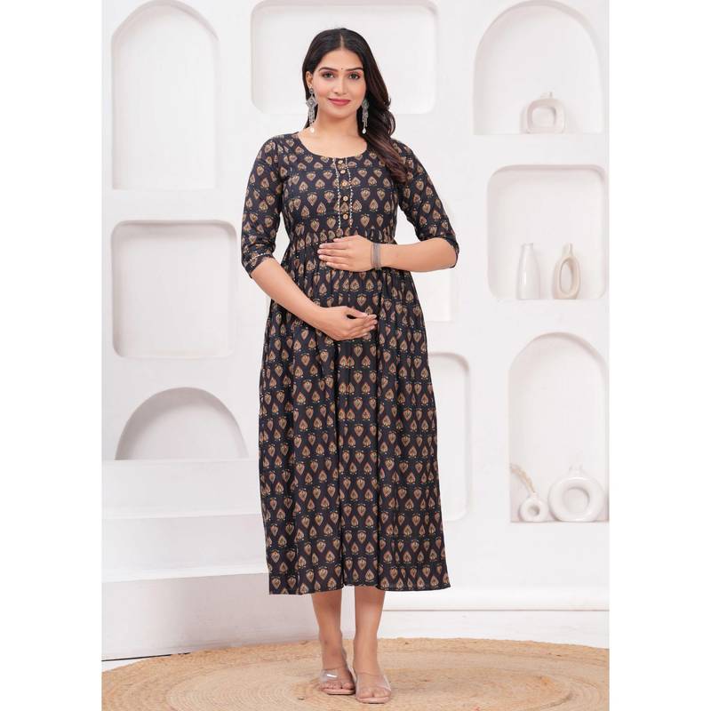 UrbanRang Black Ikat Flared Dress (S)