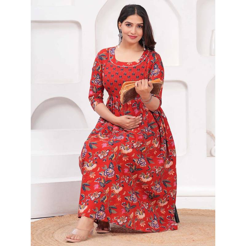 UrbanRang Scarlet Red Blossom Dress (S)