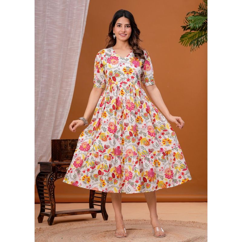 UrbanRang Multicolor Blossom Dress (S)