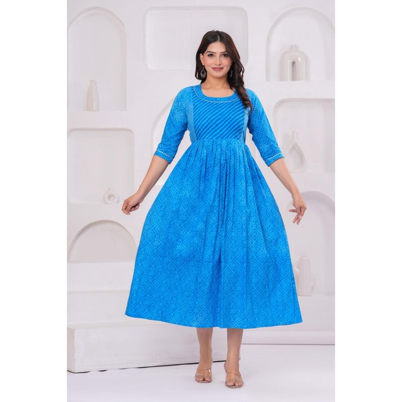 UrbanRang Azure Blue Solid Dress (S)