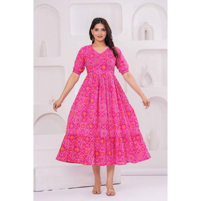 UrbanRang Hot Pink Blossom Dress (S)
