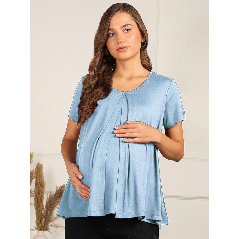 Zelena Blue Zipless Maternity Feeding Top (XL)