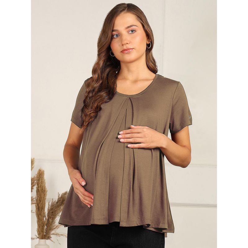 Zelena Brown Zipless Maternity Feeding Top (2XL)