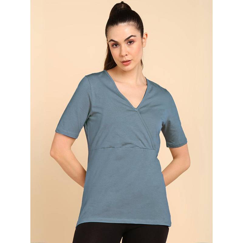 Zelena Blue Zipless Maternity Feeding Top (XL)
