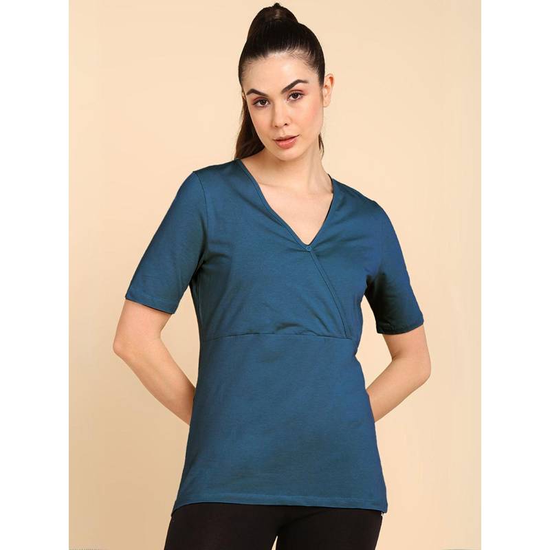 Zelena Teal Zipless Maternity Feeding Top (L)