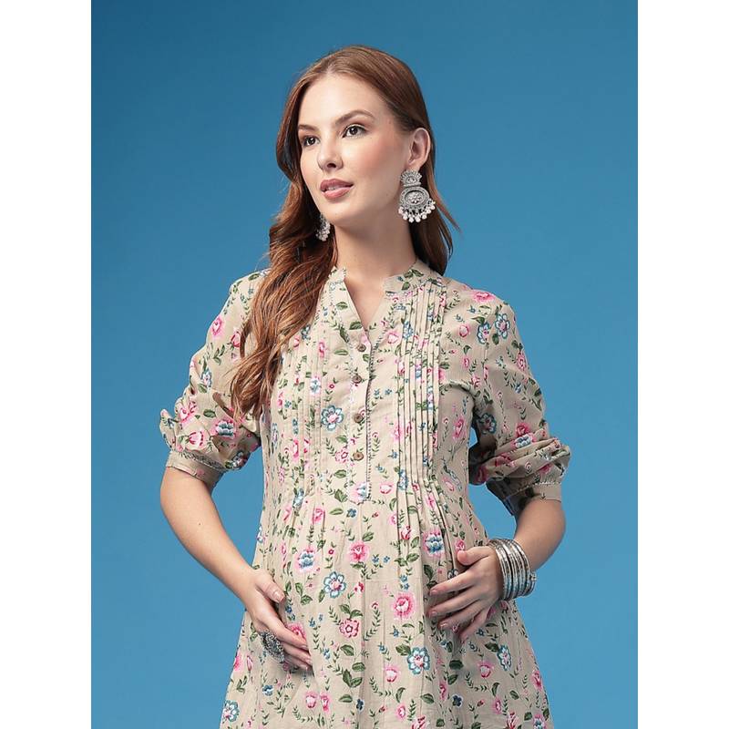 Zelena Pink Sitara Cotton Maternity Front-Open Feeding Top (M)