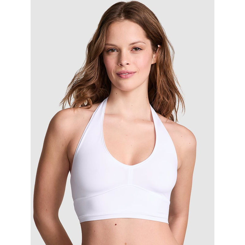 Victoria's Secret White Tops Base Stretch Halter Bralette (L)