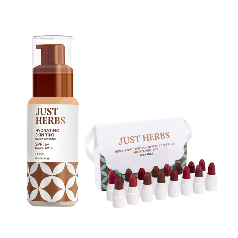 Buy Just Herbs Skin Tint (Beige) With SPF 15+ And Ayurvedic Lipstick