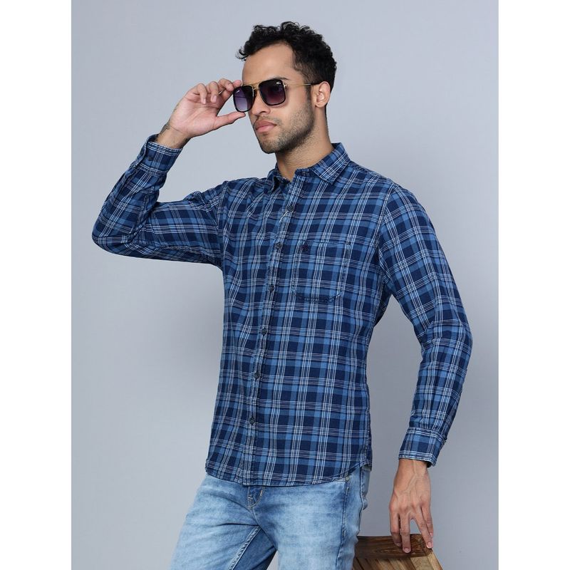 Cantabil Mens Navy Blue Casual Shirt (38)