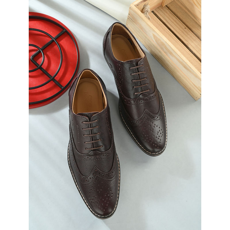 CLOG LONDON Brown Leather Formal Brogues for Men (EURO 43)