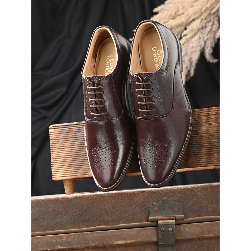 CLOG LONDON Brown Leather Formal Brogue Shoes for Men (EURO 45)