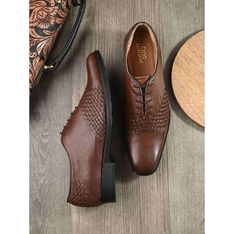 CLOG LONDON Men Brown Formal Derbies (EURO 42)