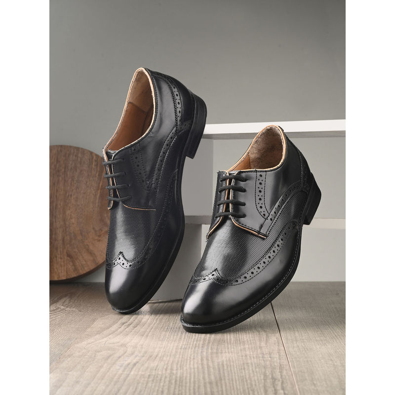 CLOG LONDON Men Black Formal Derbies (EURO 40)