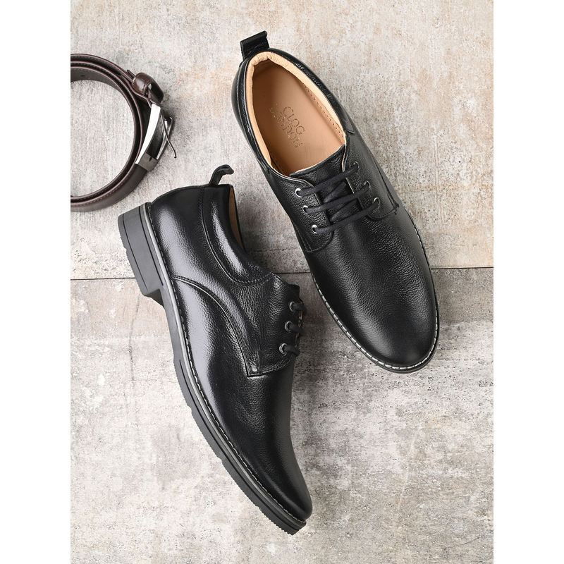 CLOG LONDON Men Black Formal Lace Up Derby Shoes (EURO 41)