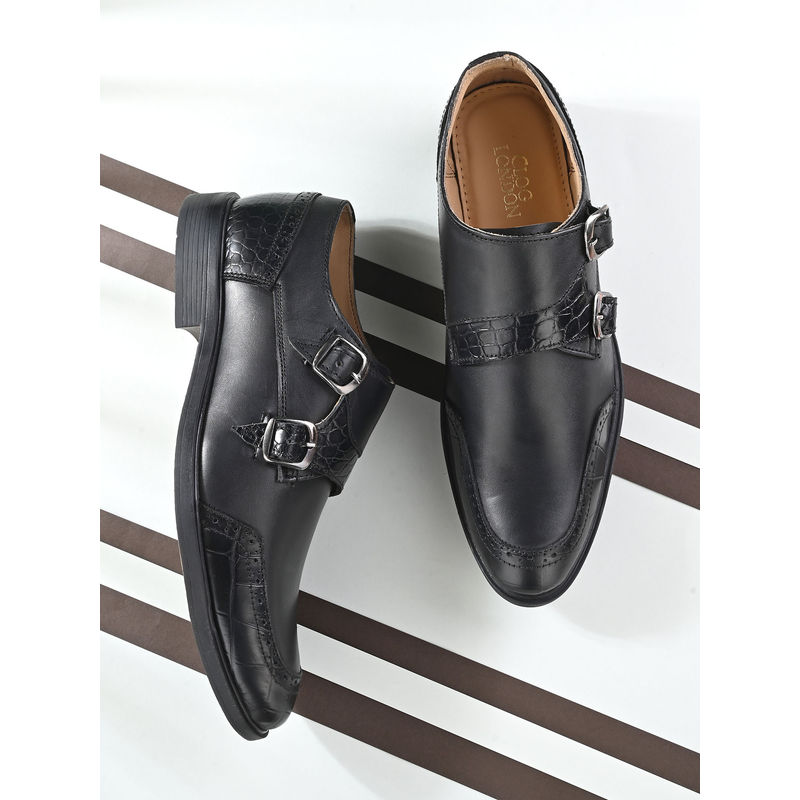 CLOG LONDON Men Black Monk Strap Shoes (EURO 42)
