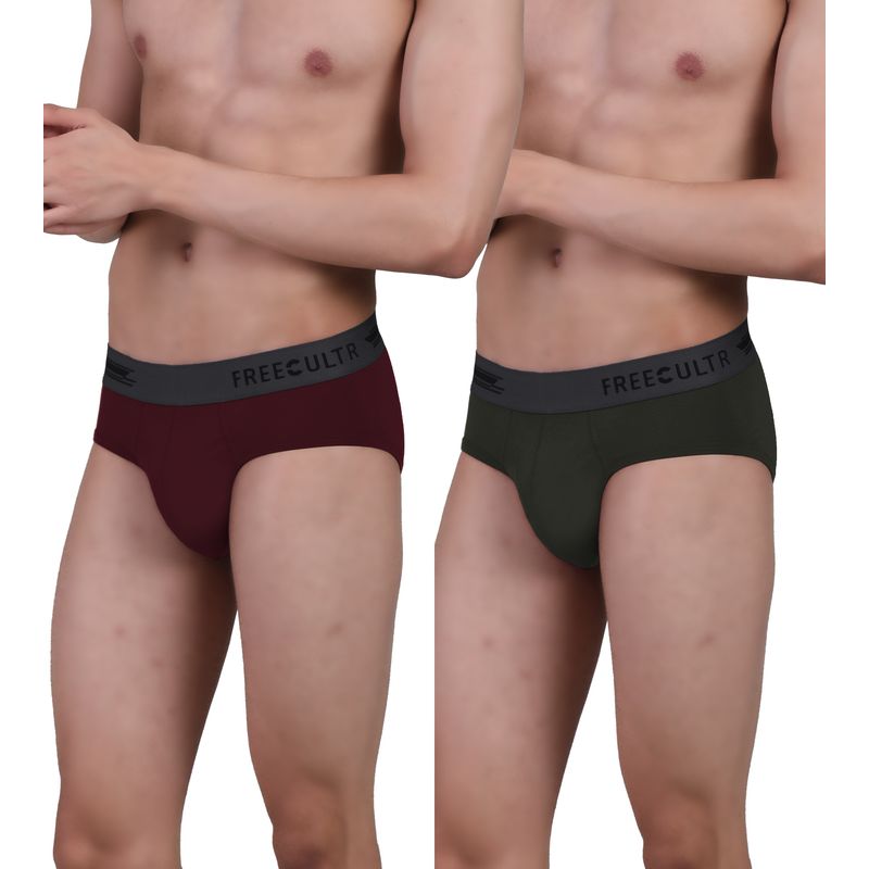 FREECULTR Men's Anti-Microbial Air-Soft Micromodal Underwear Brief, Pack of 2 - Multi-Color (S)