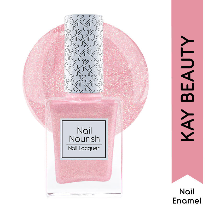 Kay Beauty Nail Nourish Glitter Pastel Nail Enamel Polish - Starry Fuchsia