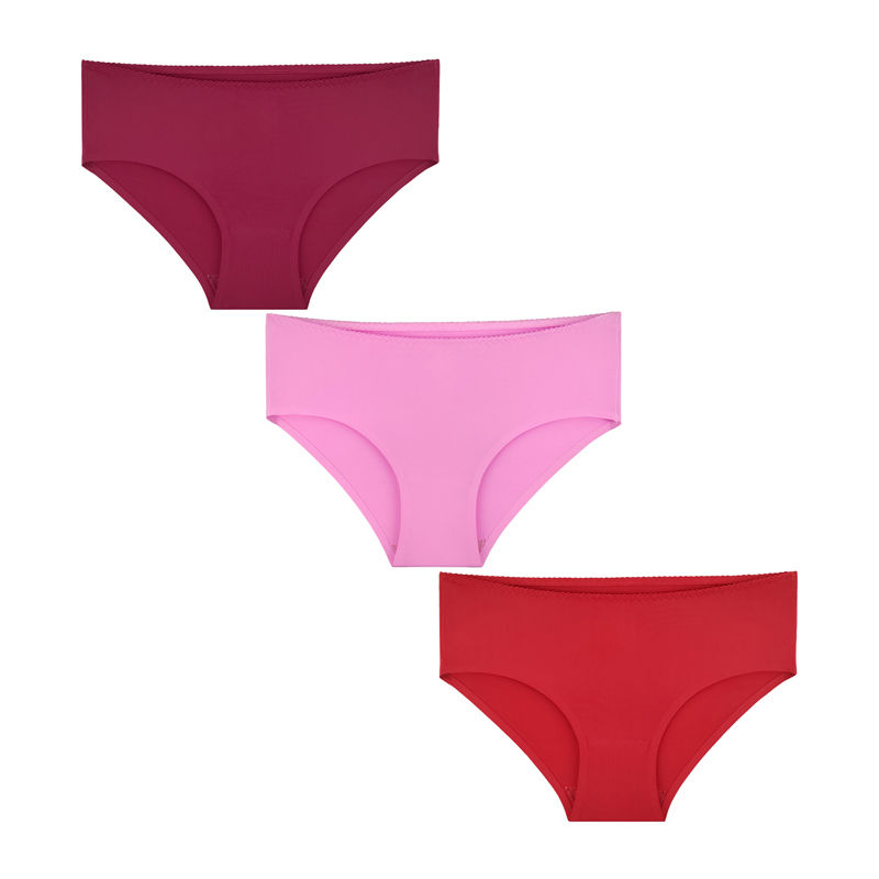 Bodycare Polyamide Invisibles Seamless 3 pcs Hipsters Panty Pack - Multi-Color PB03C (XL)