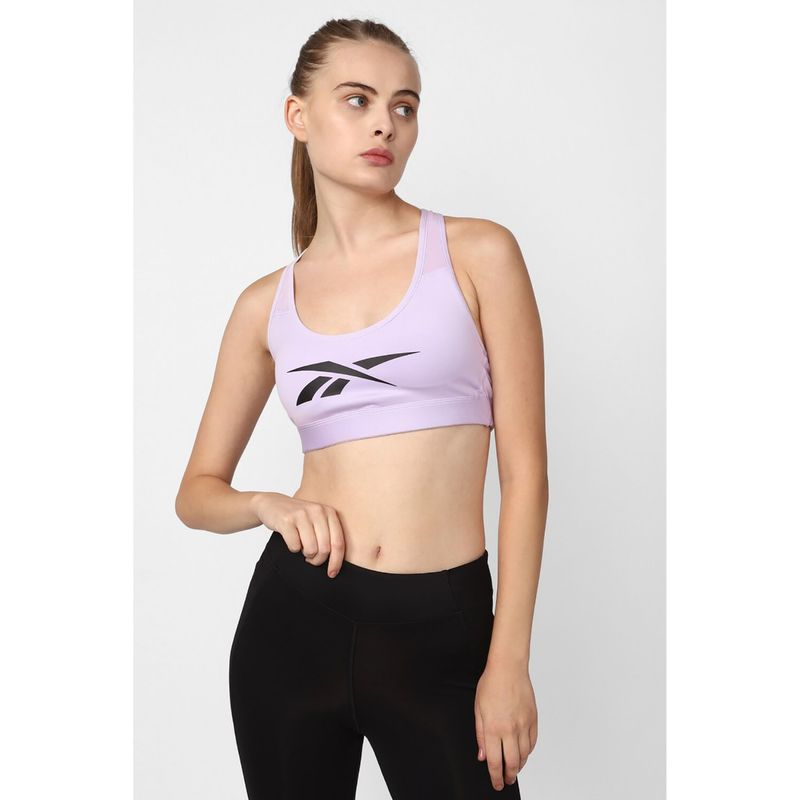 Reebok Women Lux Vector Racer Lavender Printed Sports Bra (XS)
