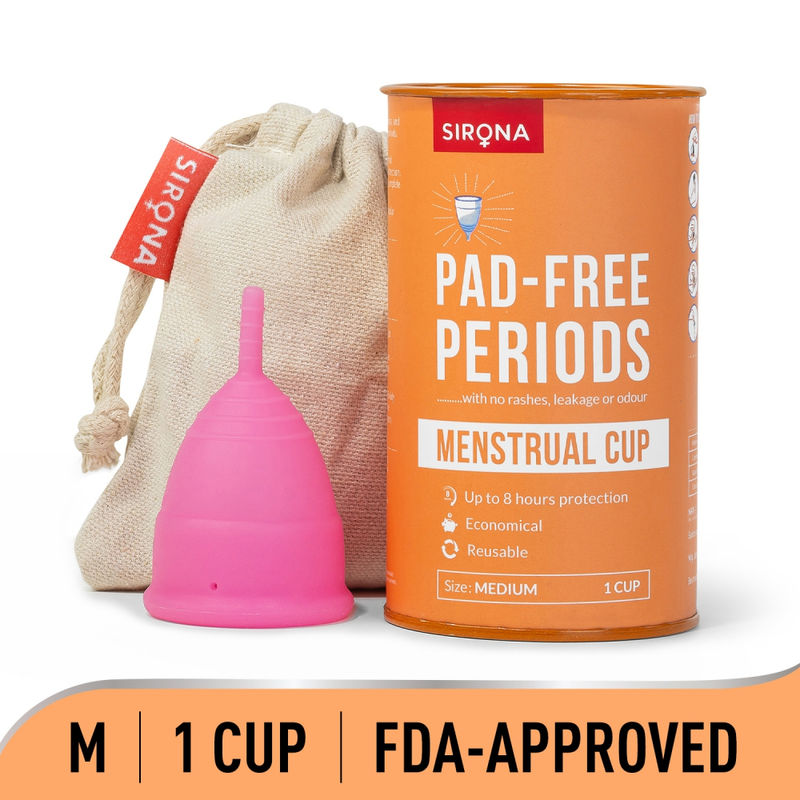Sirona FDA-Approved Reusable Menstrual Cup for Women (Medium | Protection for Up to 8 Hours