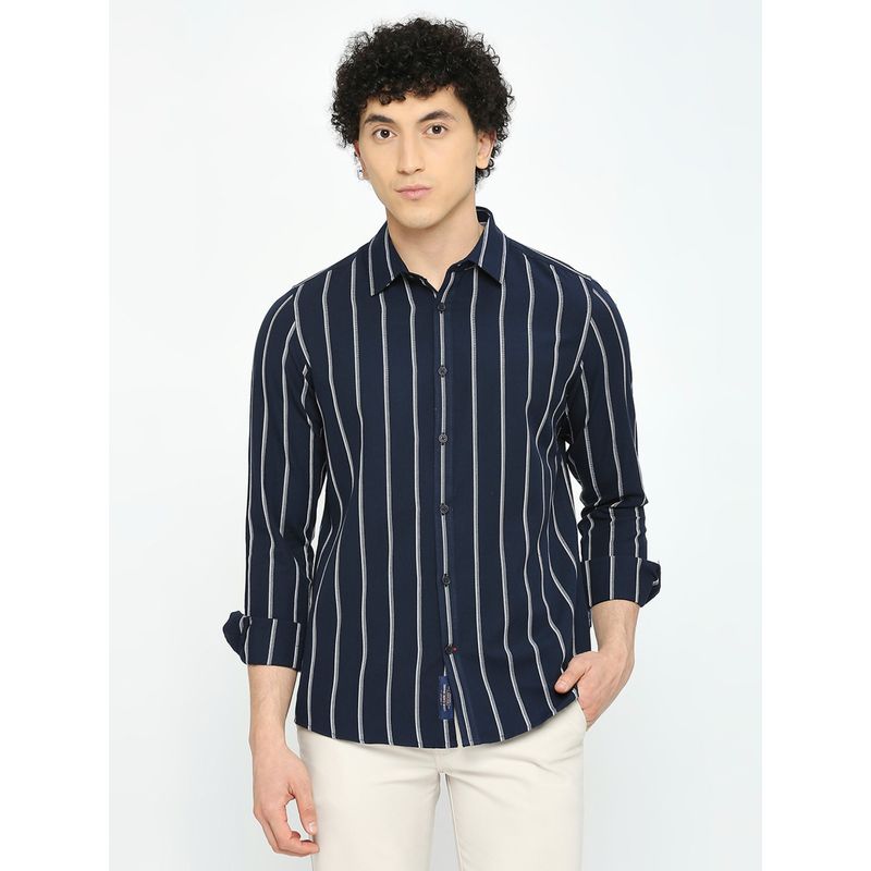 Being Human Men's Navy Casual Shirt (L)
