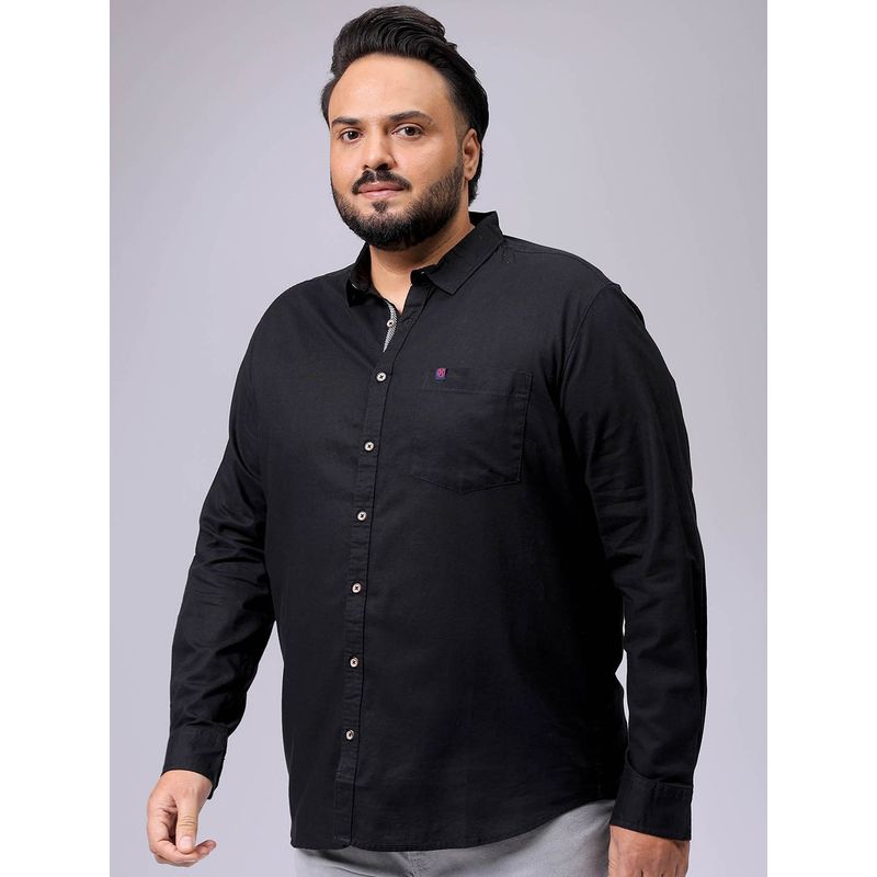 Hardsoda By The Indian Garage Co Mens Black Plus Size Solid Casual Shirt (6XL)