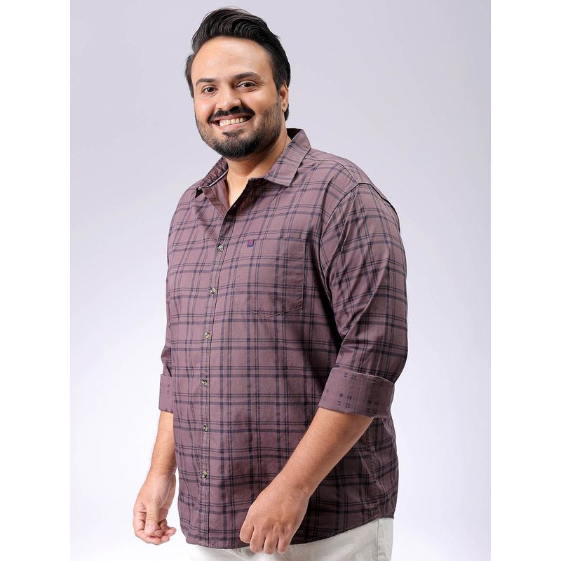 Hardsoda By The Indian Garage Co Mens Purple Plus Size Checkered Casual Shirt (6XL)