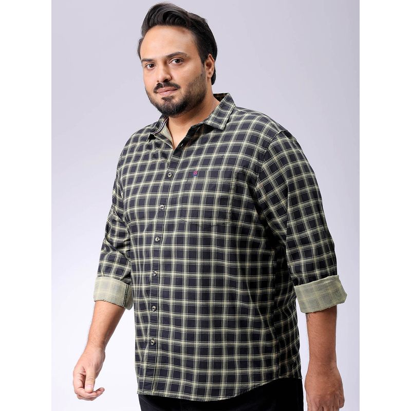 Hardsoda By The Indian Garage Co Mens Black Plus Size Checkered Casual Shirt (2XL)