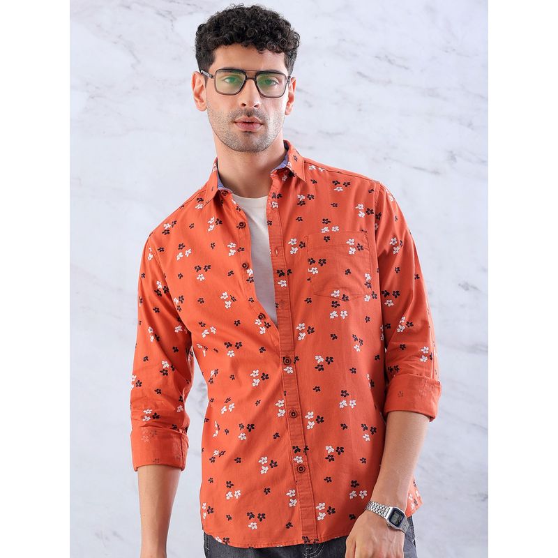 Hardsoda By The Indian Garage Co Mens Orange Casual Shirt (S)
