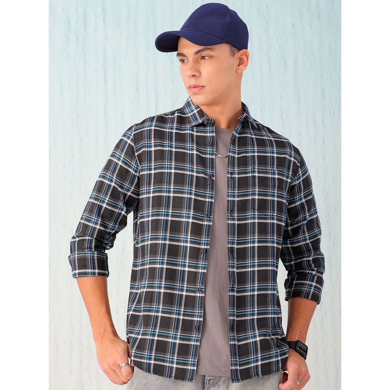 Hardsoda By The Indian Garage Co Mens Black Checkered Casual Shirt (XL)