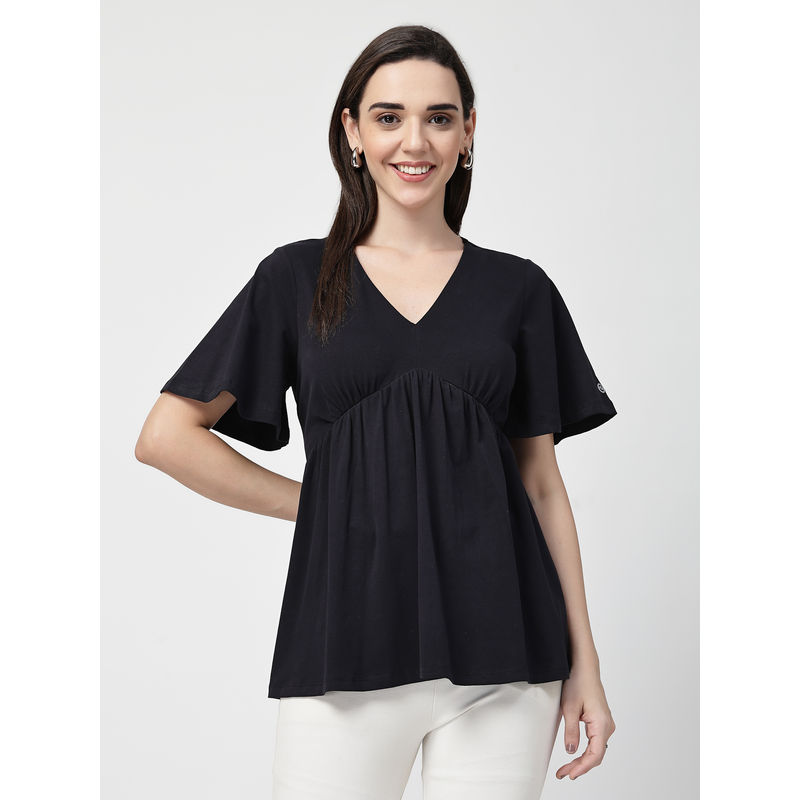 Zelena Cotton Stretch Maternity Top - Black (M)