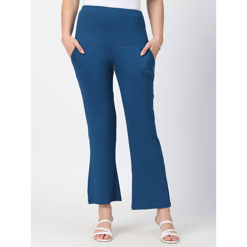 Zelena Viscose Elastane Maternity Pant - Deep Teal (M)
