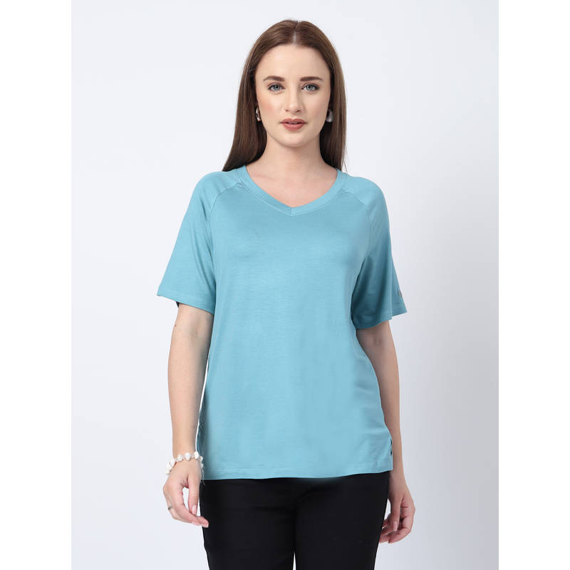 Zelena Viscose Lycra Maternity Top - Sea Green (M)