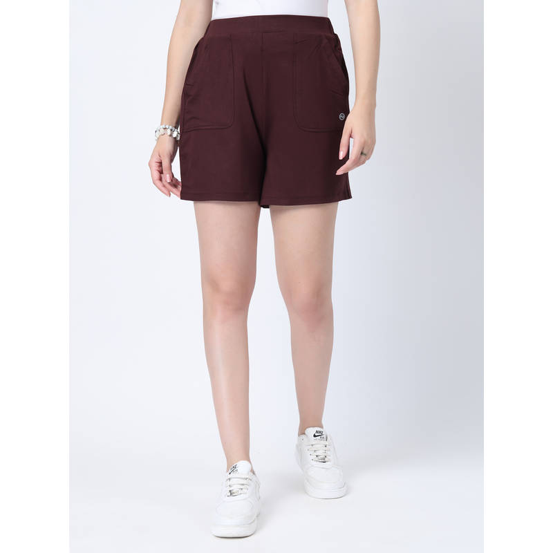 Zelena Viscose Lycra Maternity Shorts - Dark Chocolate (3XL)