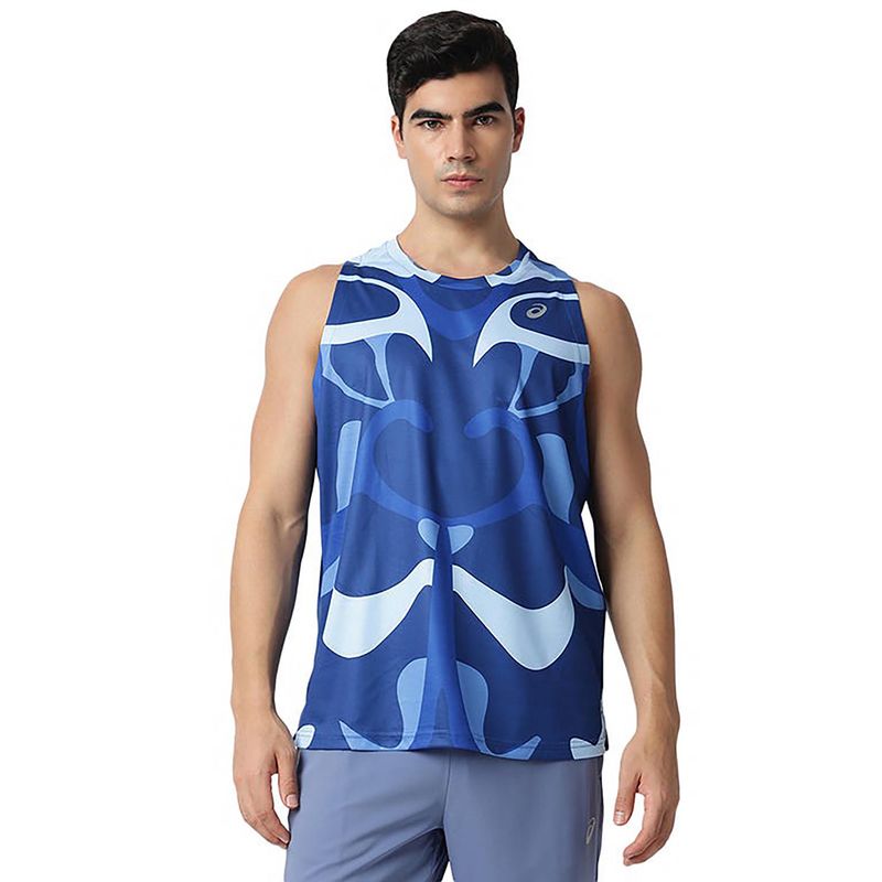 ASICS Men's Blue Polyester Sports Tank Top (M)