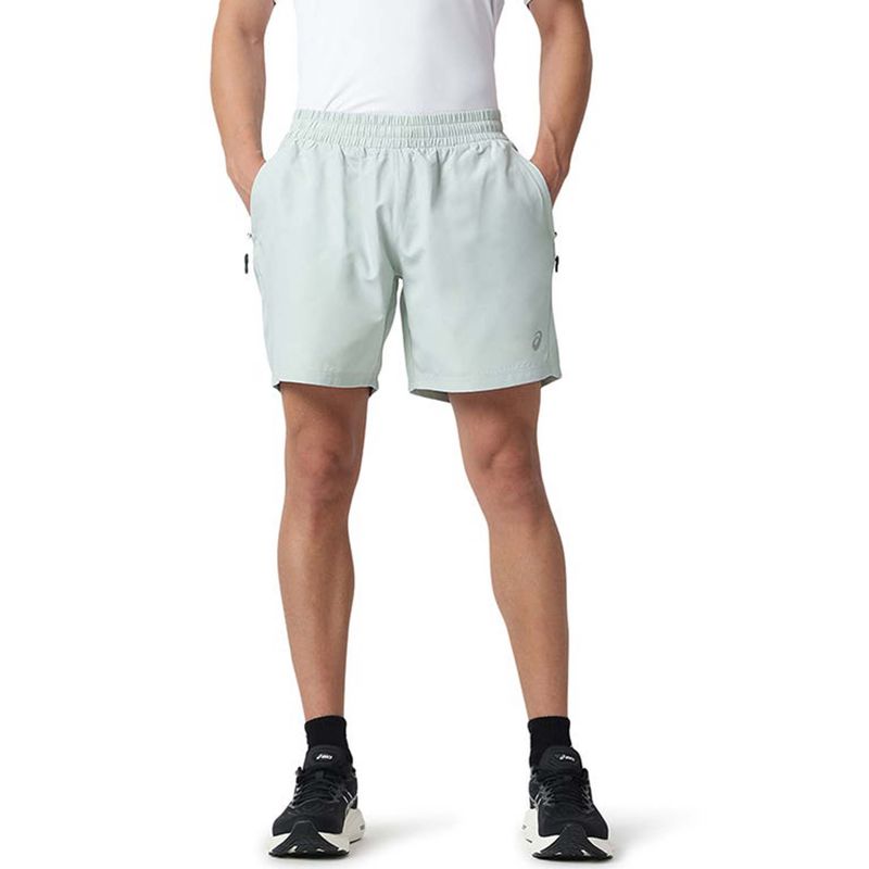 ASICS Men's Green Polyester Solid Sports Shorts (S)