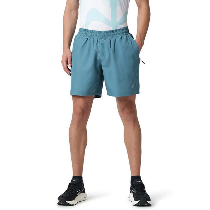 ASICS Men's Blue Polyester Solid Sports Shorts (M)