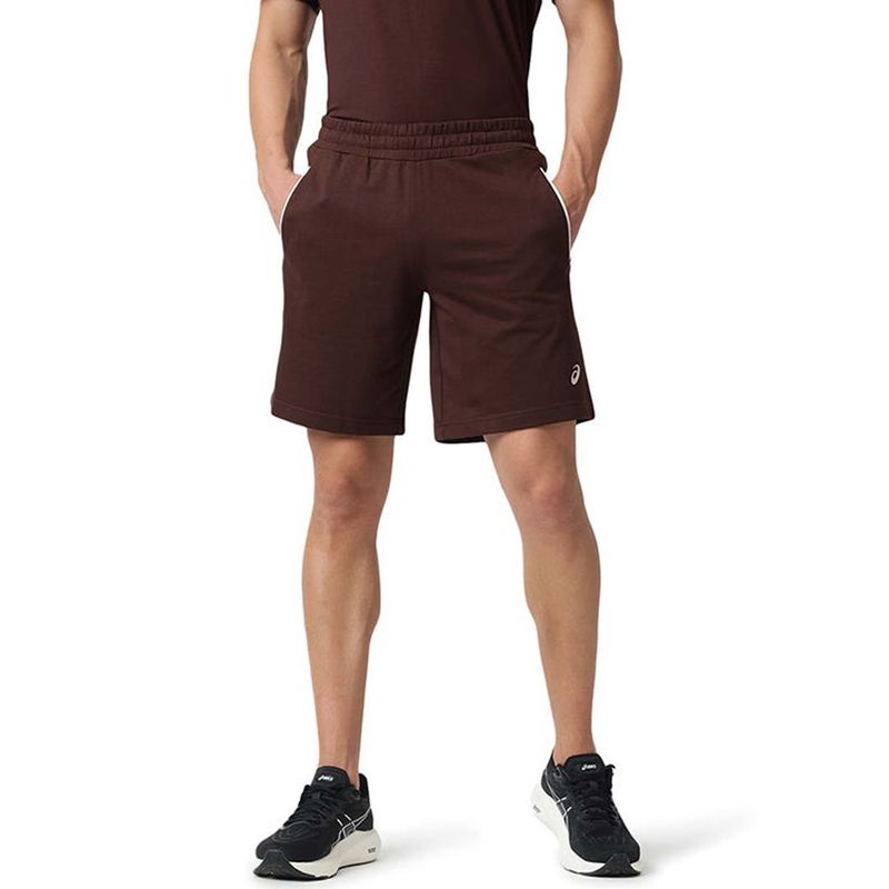 ASICS Men's Brown Polyester Solid Sports Shorts (M)