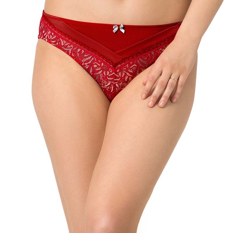 Amante Moonlit Florals Low Rise Low-Rise Bikini Panty - Red (M)