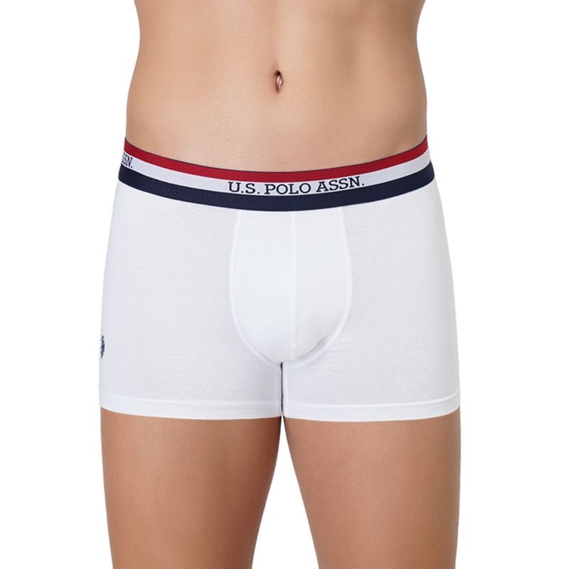 U.S. POLO ASSN. Mens Solid Cotton Mid Rise Trunks White (M)