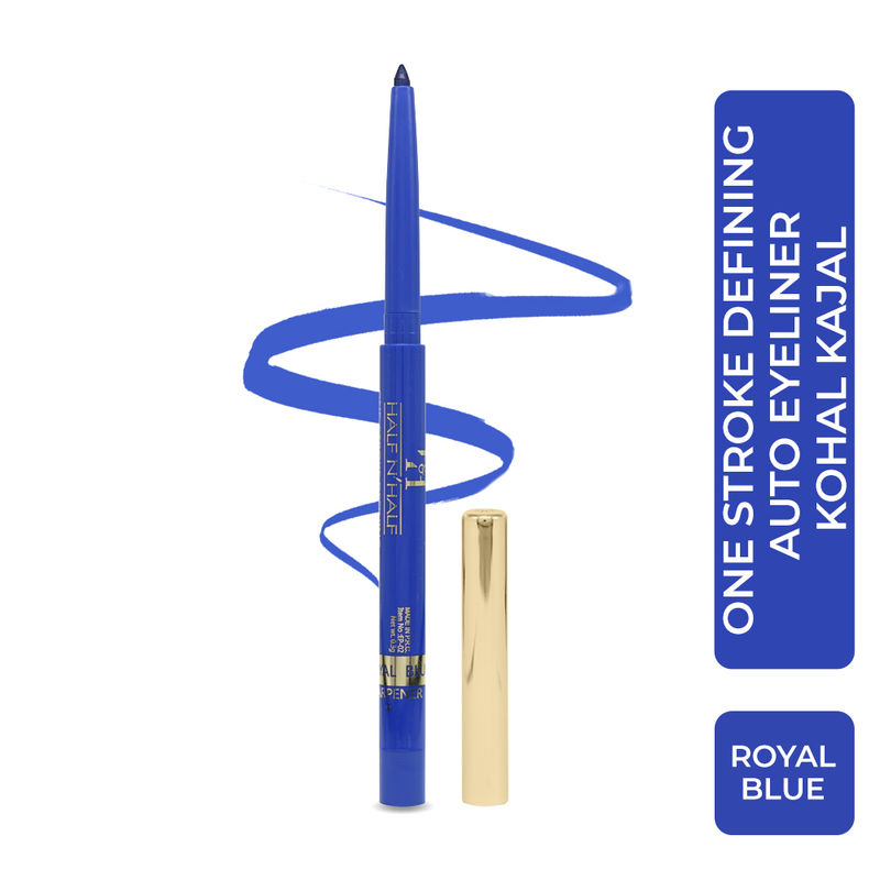 Half N Half One Stroke Defining Auto Eyeliner Kohl Kajal 18hour Long Lasting - Royal-blue