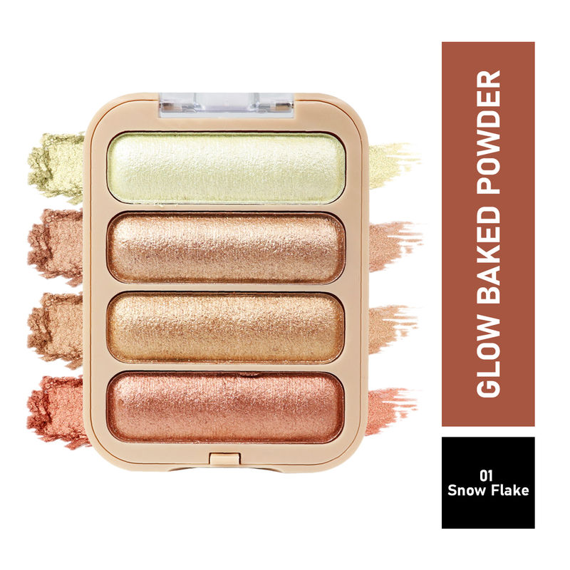 Half N Half Glow Baked Highlighter Powder Palette - Snow Flake 01