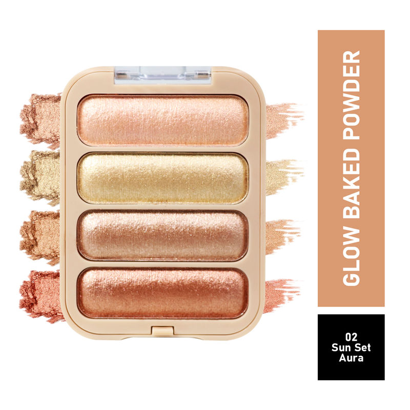 Half N Half Glow Baked Highlighter Palette Powder - Sunset-Aura