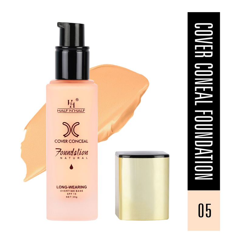 Half N Half Cover Concealer Foundation Natural Longwearing Overtime Base SPF 15 - Beige