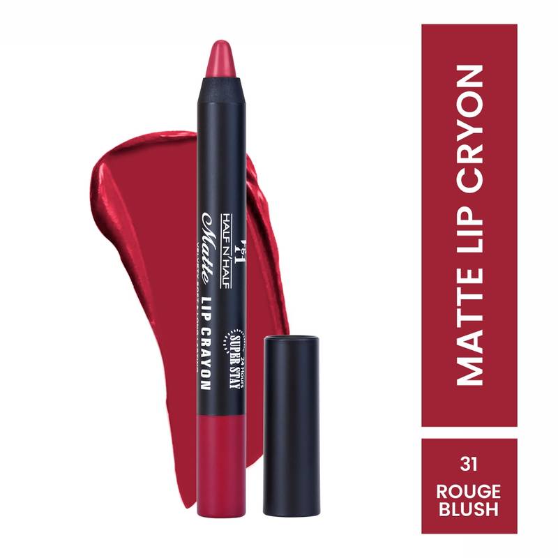 Half N Half Matte Velvet Soft & Long Lasting 24h Super Stay Lip Crayon - 31 Rouge Blush