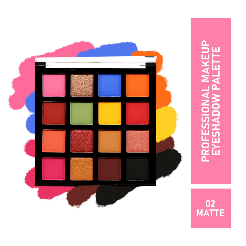 Half N Half Professional Makeup Kit 16 Colours Eyeshadow Matte Palette - Matte 02