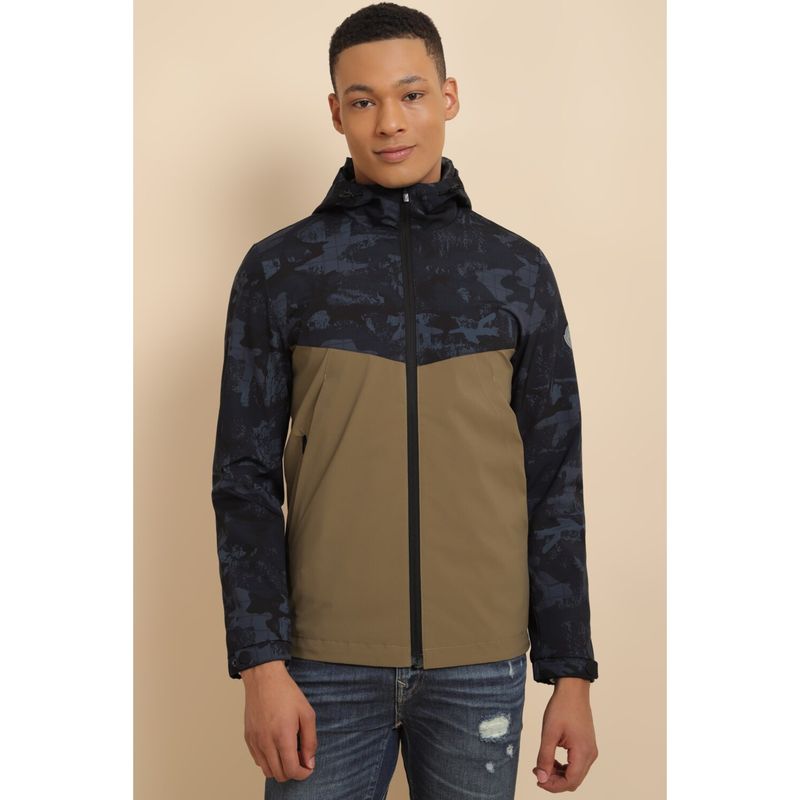Allen Solly Men Brown Printed Casual Bomber Jacket (S)