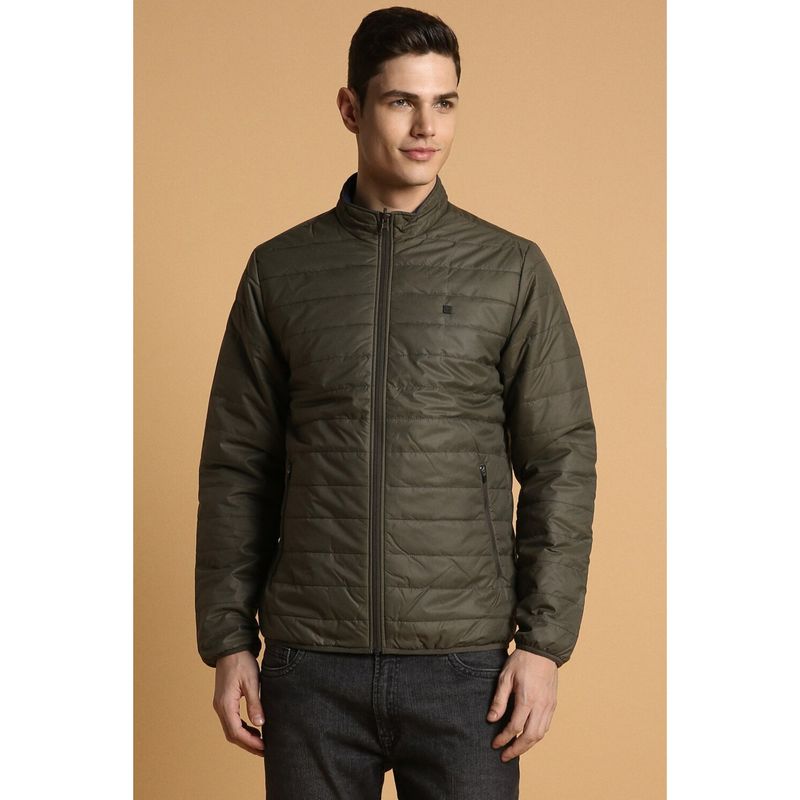Allen Solly Men Olive Solid Reversible Casual Puffer Jacket (L)